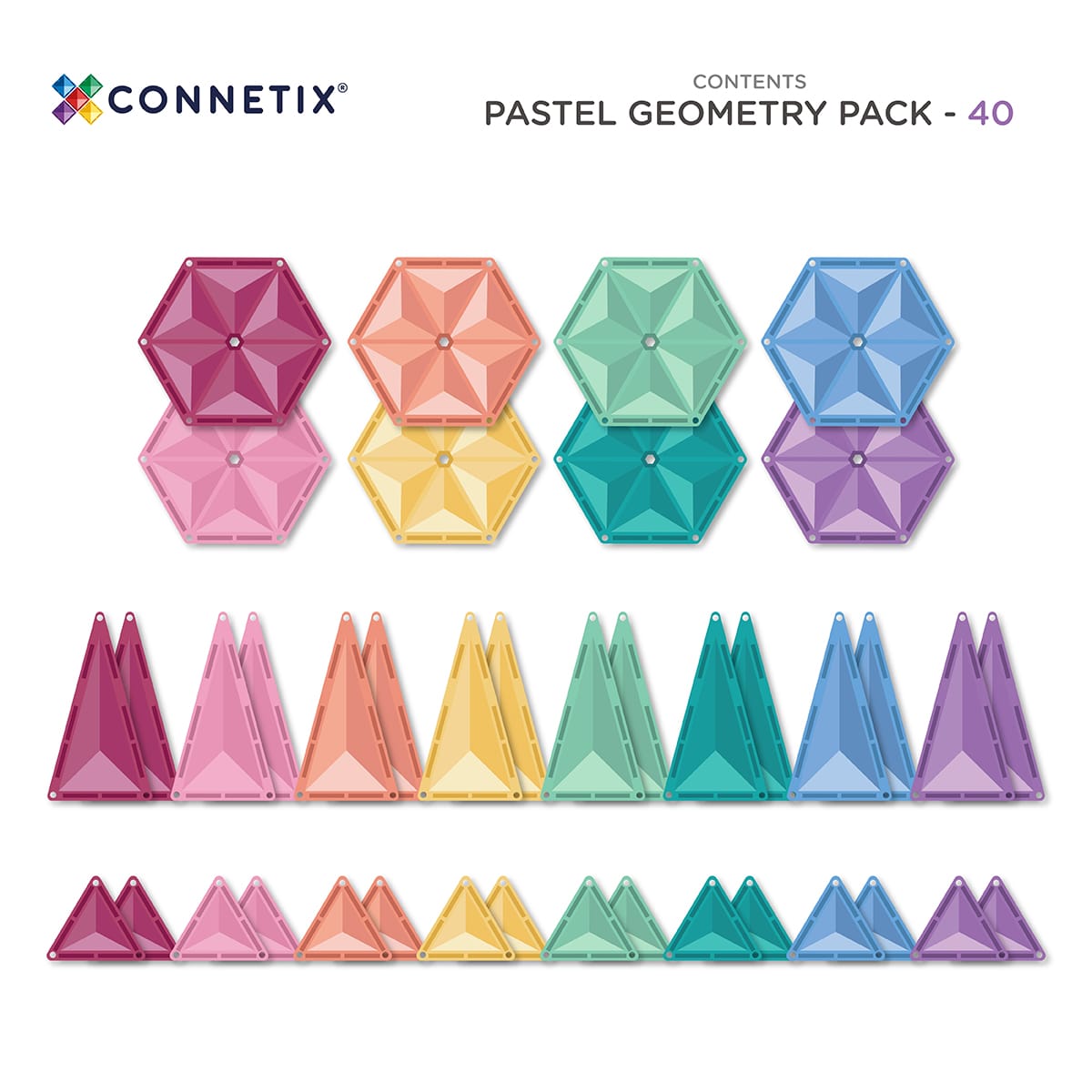 Connetix Toys Connetix - Pastel Geometry Pack 40 pc