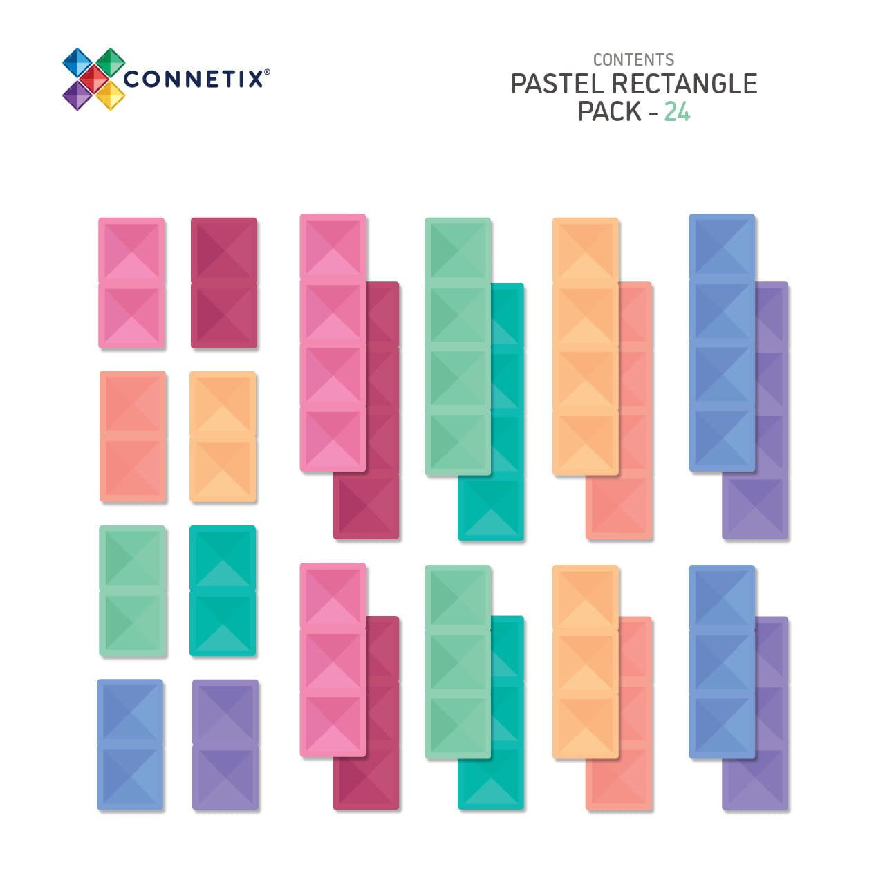 Connetix Toys Connetix - Pastel Rectangle Pack 24 pc