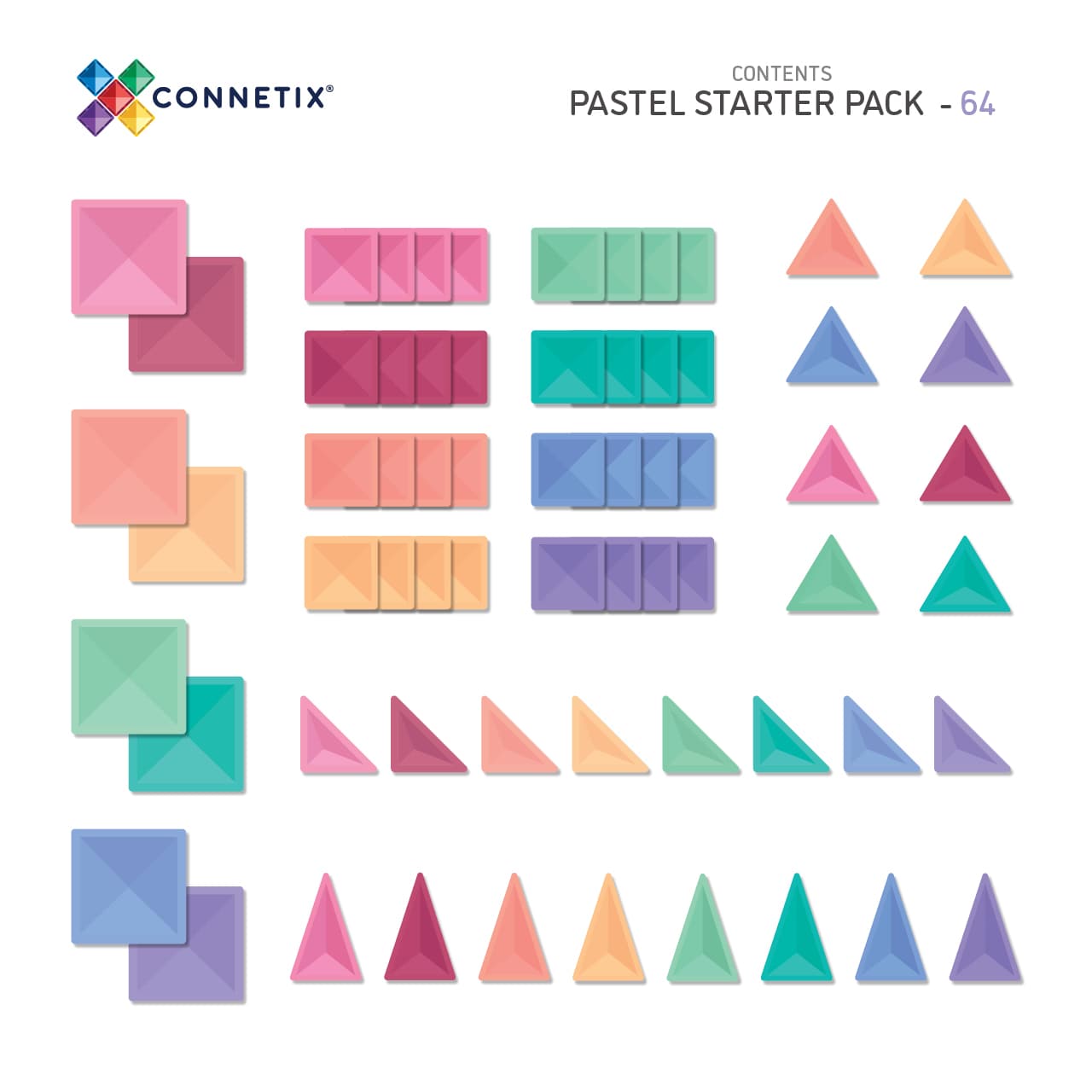 Connetix Toys Connetix- Pastel Starter Pack 64pc