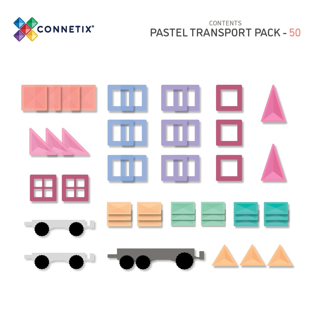 Connetix Toys Connetix- Pastel Transport Pack 50pc