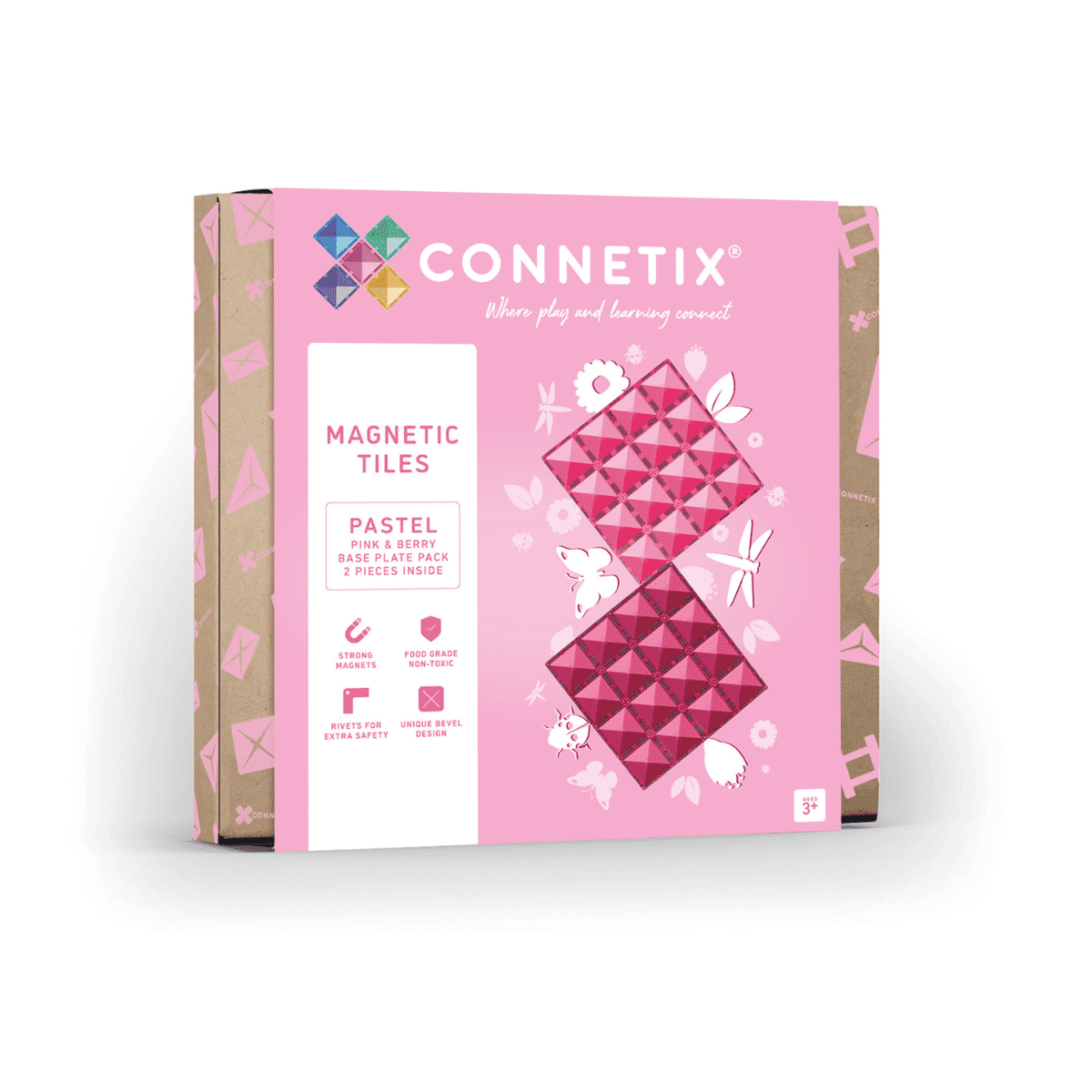 Connetix Toys Connetix - Pink & Berry Base Plates 2PC
