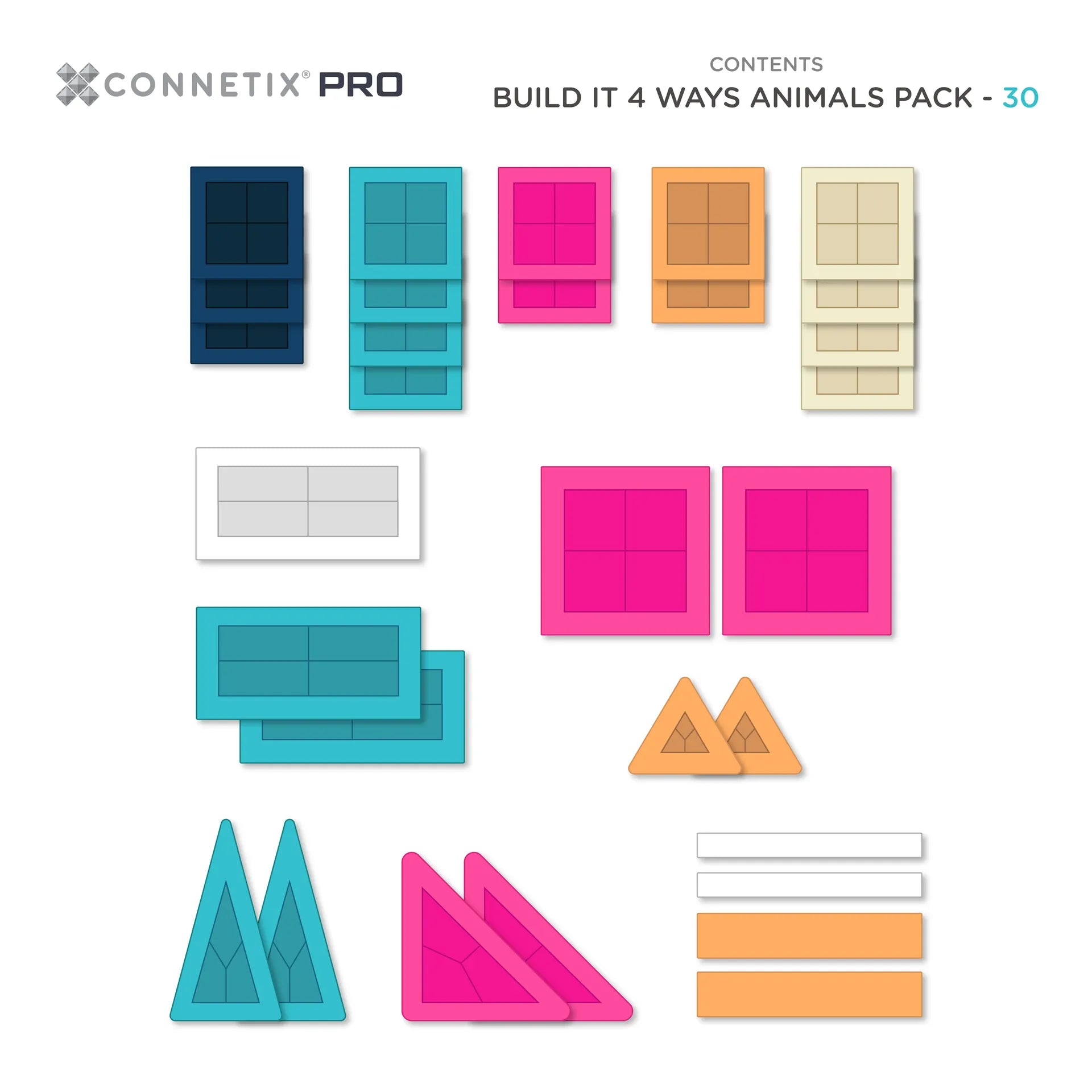 Connetix Toys Connetix - PRO Build It 4 Ways Animals Pack 30 pc