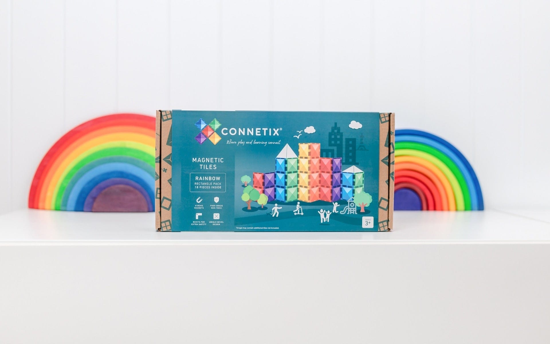 Connetix Toys Connetix - Rainbow Rectangle Pack 18 pc