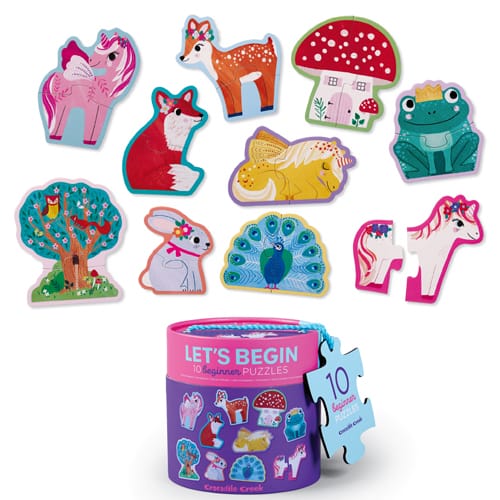 Crocodile Creek Toys 2pc Lets Begin Puzzle Unicorn Canister