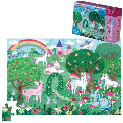 Crocodile Creek Toys 50pc Holographic Puzzle - Sparkling Unicorn