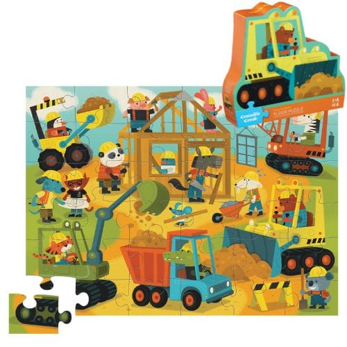 Crocodile Creek Toys Busy Builders Floor Puzzle - 36 piece