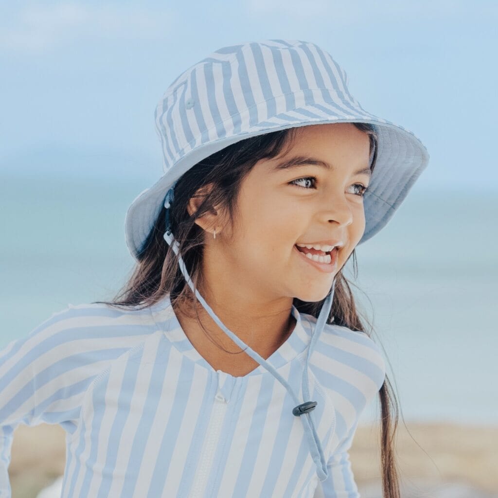 Crywolf Accessories Hats Reversible Bucket Hat - Sky Blue Stripe