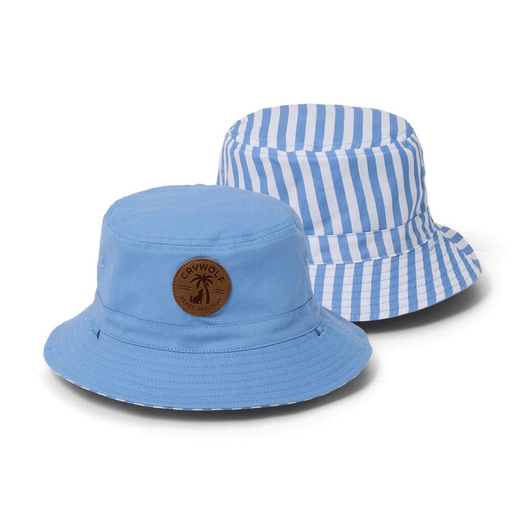 Crywolf Accessories Hats Reversible Bucket Hat - Sky Blue Stripe