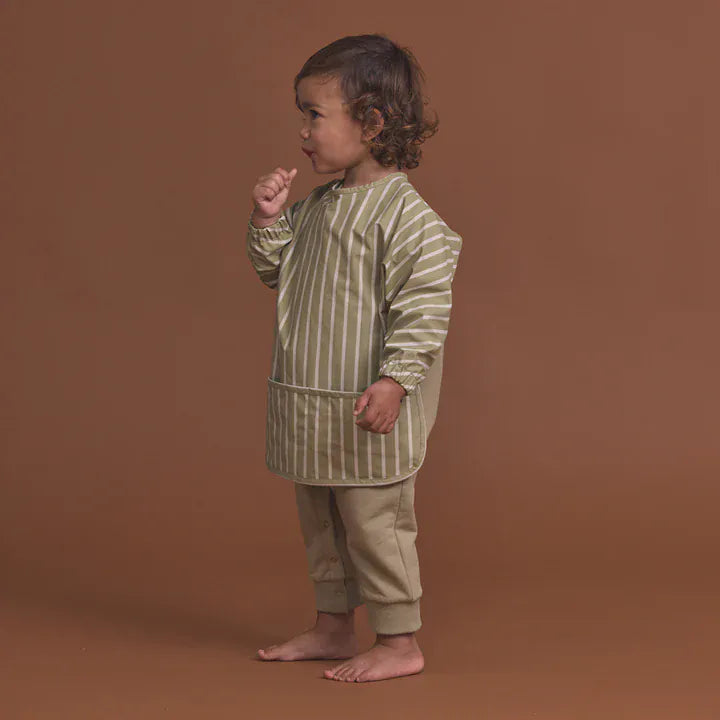 Crywolf Muck-About Apron Elm Stripe, a durable accessory bib with striped design, ideal for outdoor or messy activities.