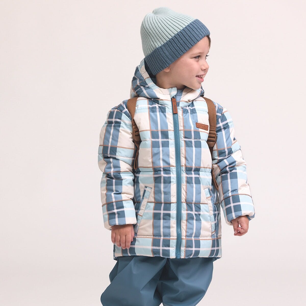 Crywolf Boys Jacket 2Y REVERSIBLE ECO-PUFFER Blue Plaid