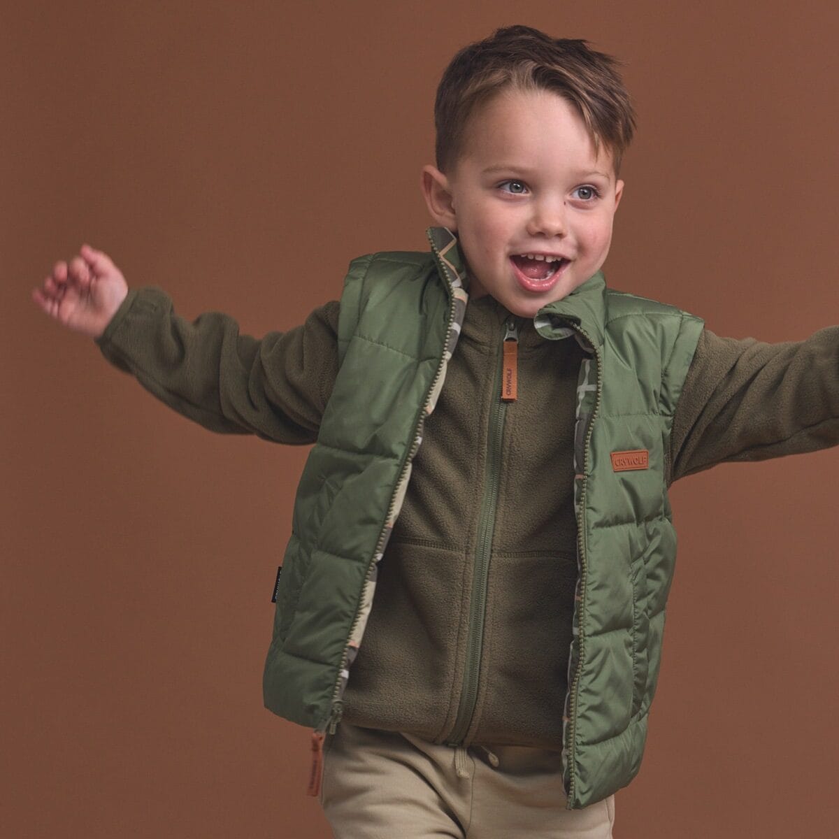Crywolf Boys Jacket Lightweight Fleece Olive