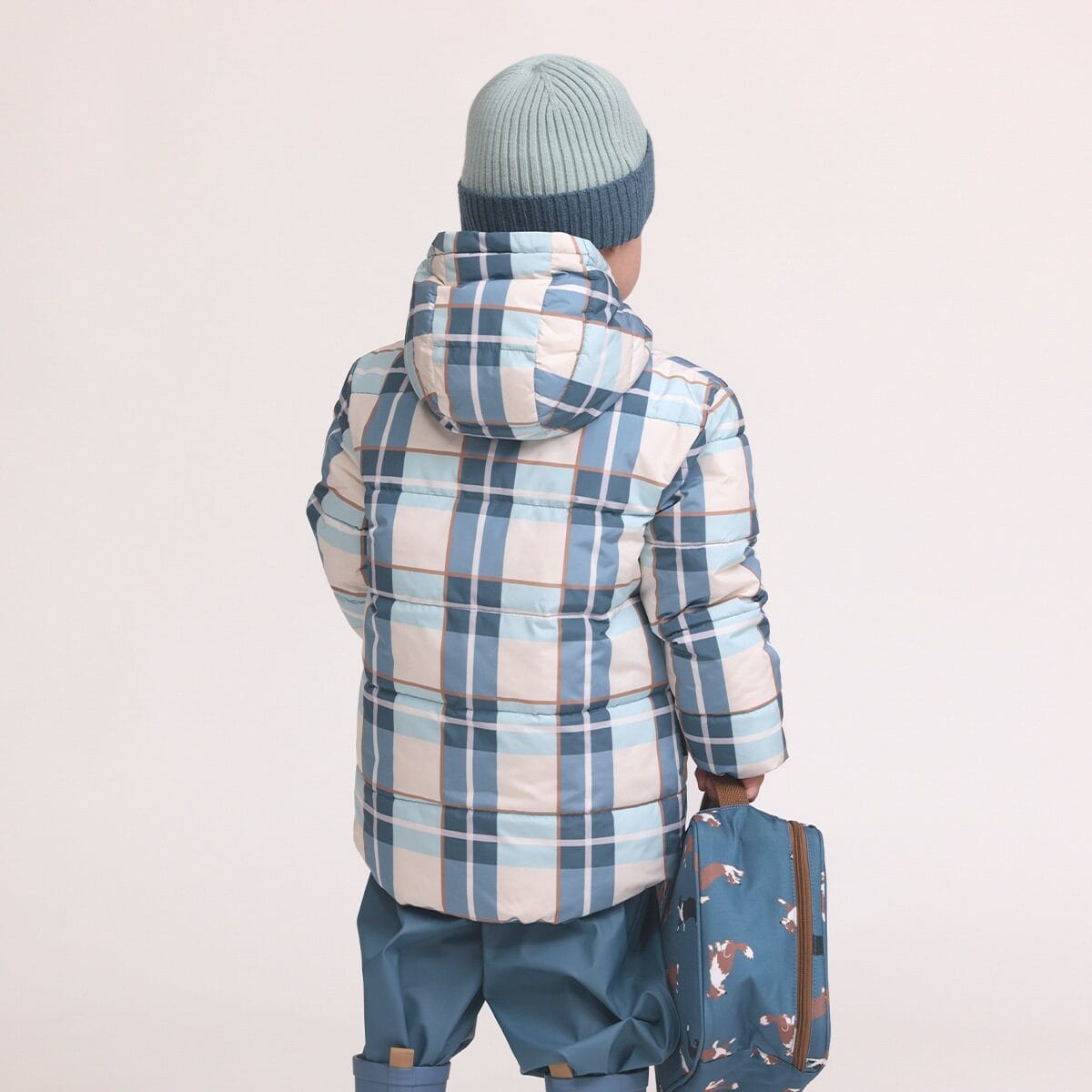 Crywolf Boys Jacket REVERSIBLE ECO-PUFFER Blue Plaid