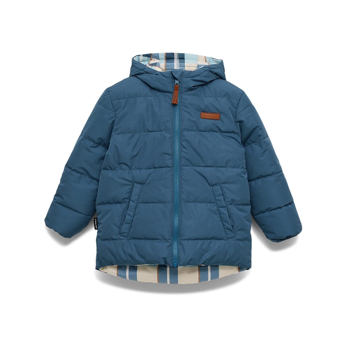 Crywolf Boys Jacket REVERSIBLE ECO-PUFFER Blue Plaid