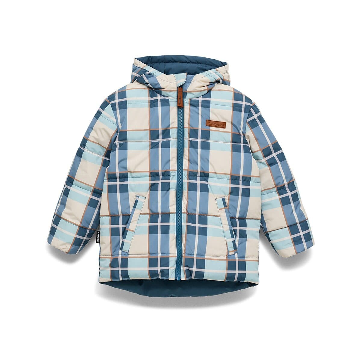 Crywolf Boys Jacket REVERSIBLE ECO-PUFFER Blue Plaid