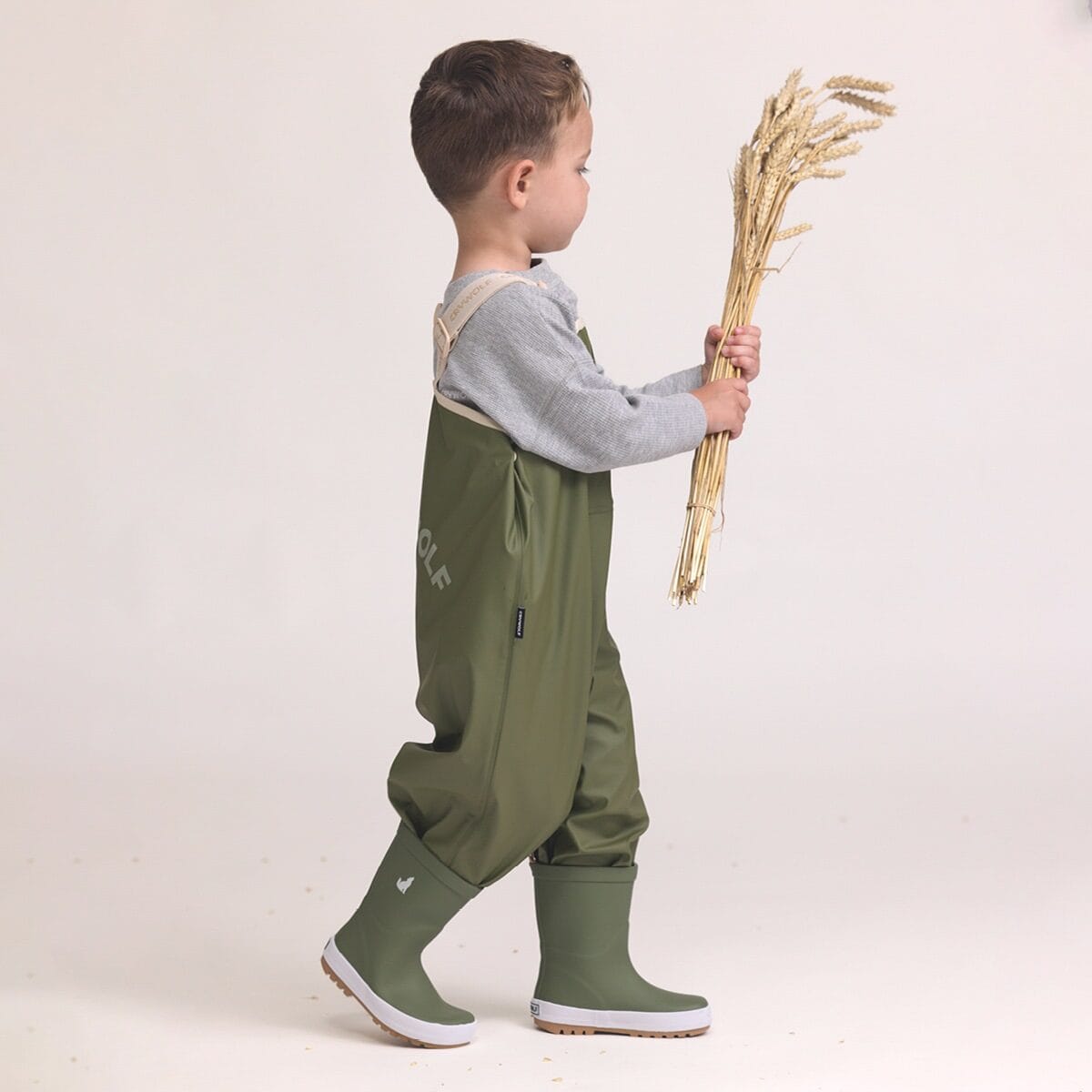 Crywolf Boys Pants RAIN OVERALLS Olive