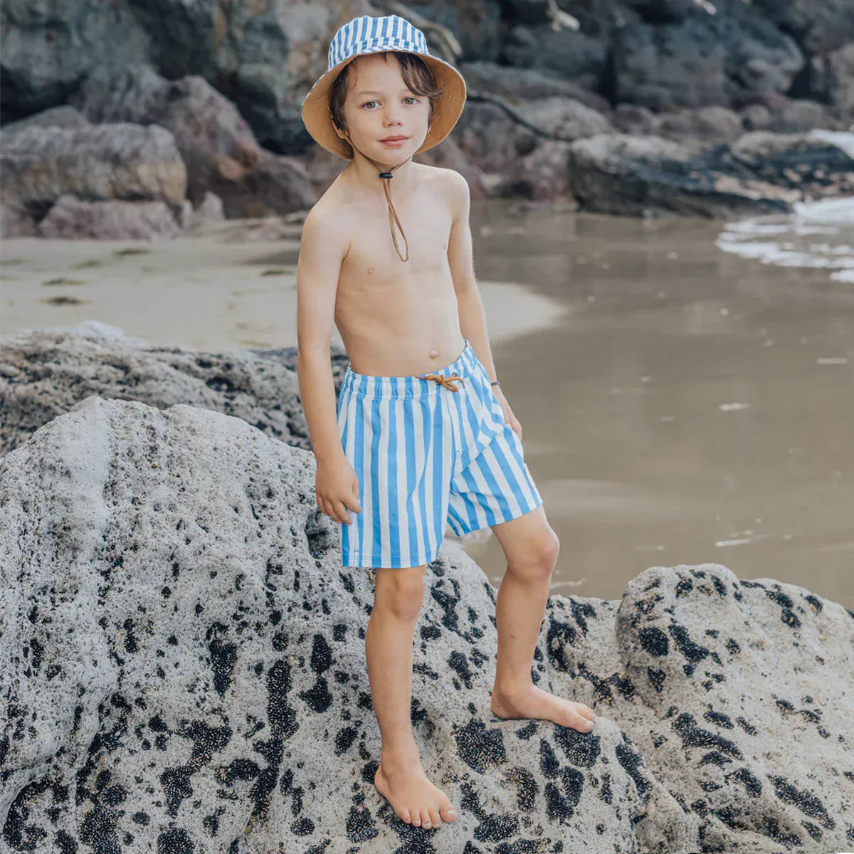 Crywolf Boys Swimwear Deep Ocean Stripe Board Shorts