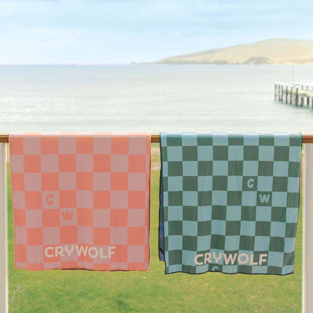 Crywolf Boys Swimwear RAPID DRY TOWEL Sea Green Check