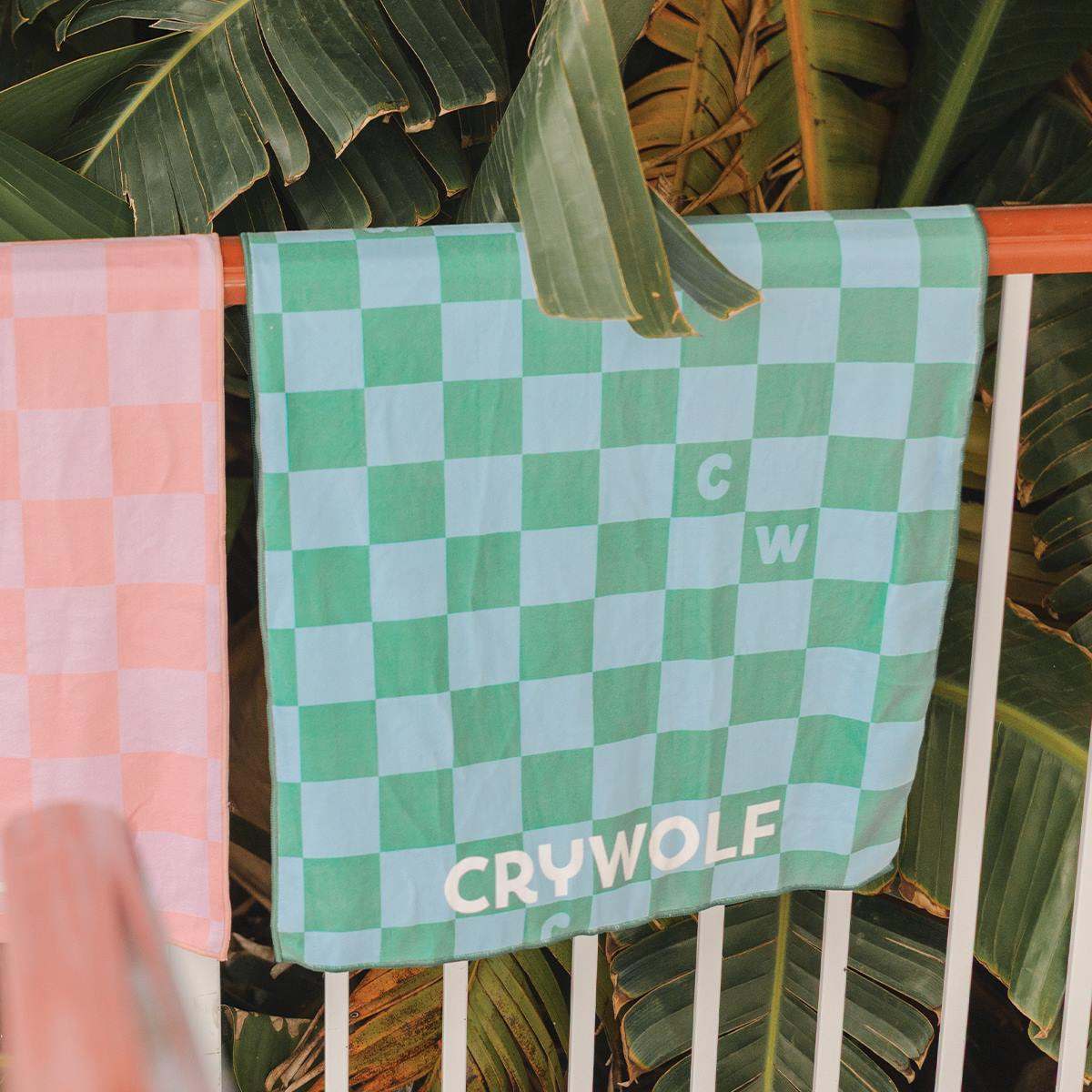 Crywolf Boys Swimwear RAPID DRY TOWEL Sea Green Check