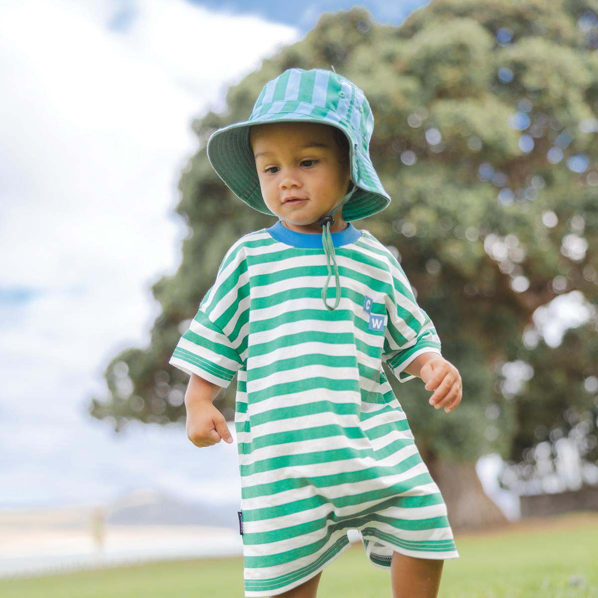 Crywolf Chill Romper SUN SMART ROMPER Sea Green Stripe