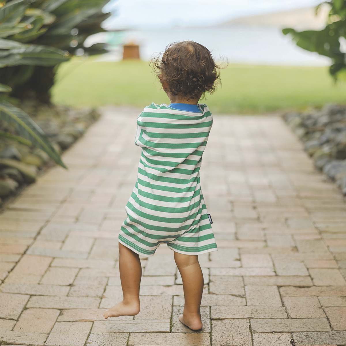 Crywolf Chill Romper SUN SMART ROMPER Sea Green Stripe