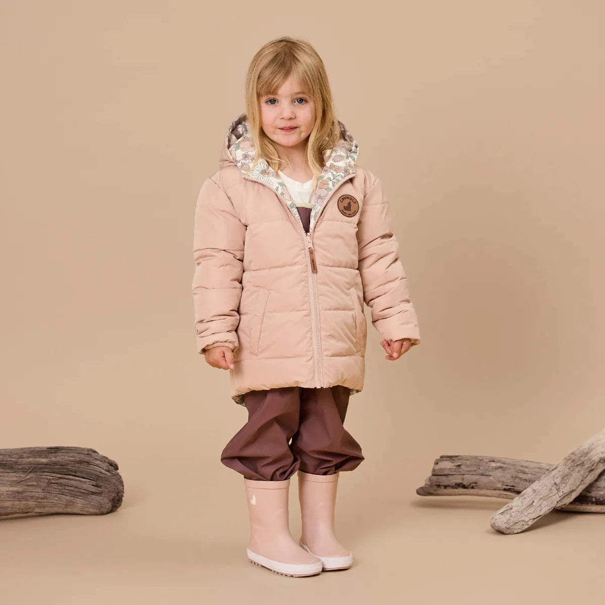 Crywolf Girls Jacket REVERSIBLE ECO-PUFFER Daisy Floral