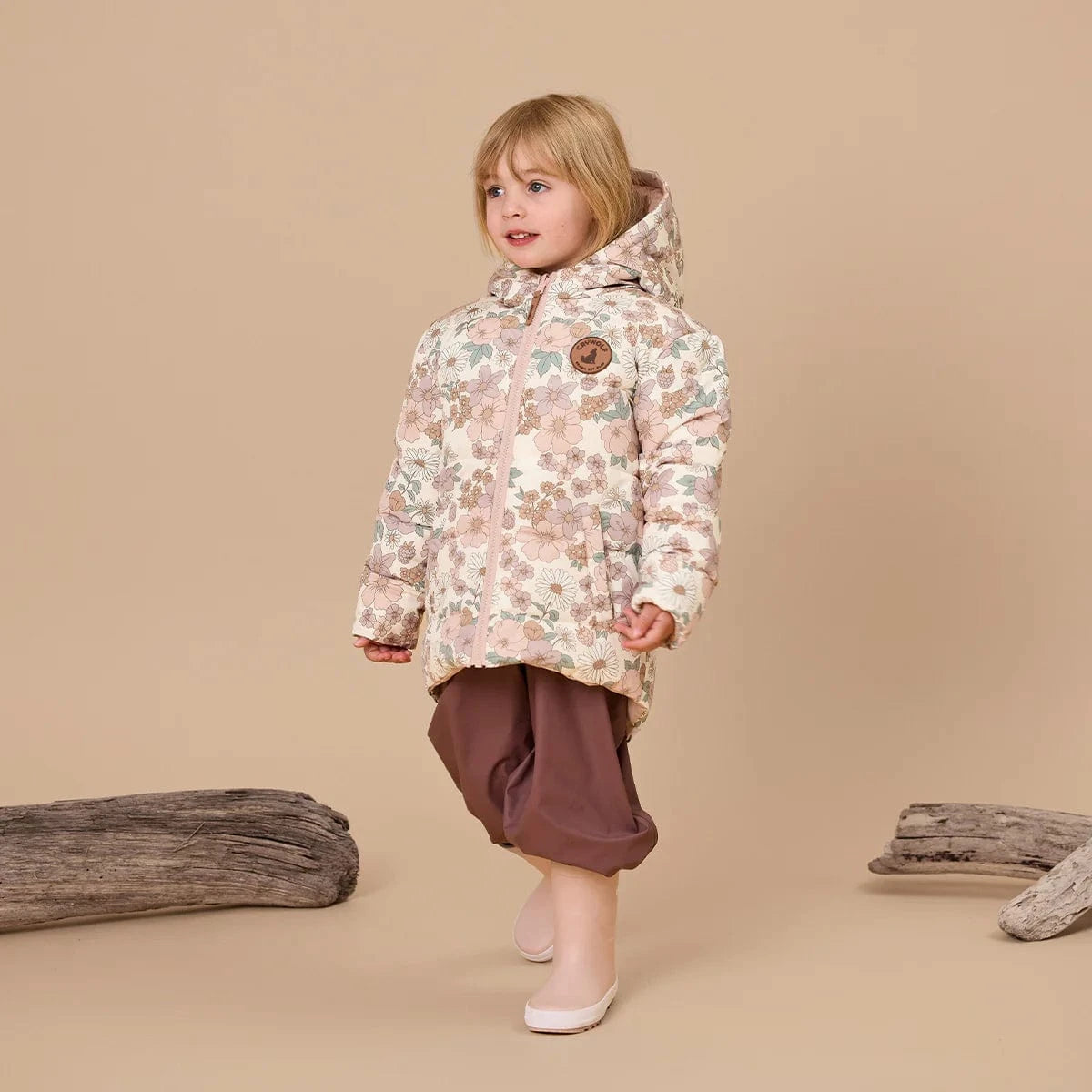 Crywolf Girls Jacket REVERSIBLE ECO-PUFFER Daisy Floral