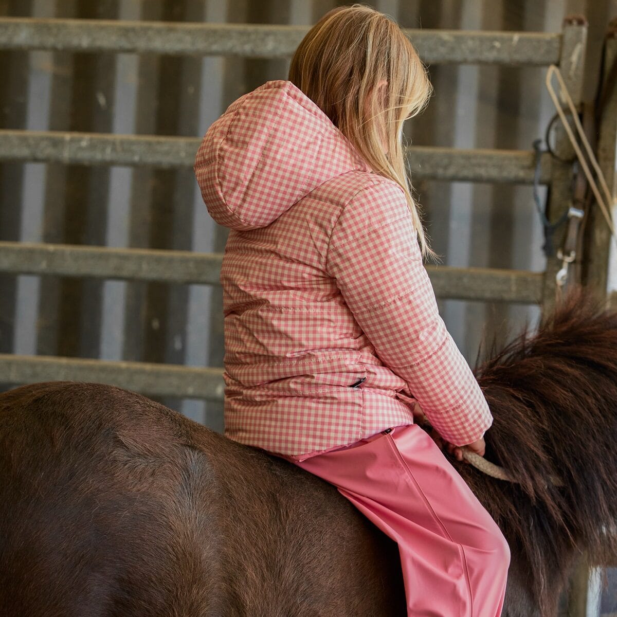 Crywolf Girls Jacket REVERSIBLE ECO-PUFFER Rose Gingham