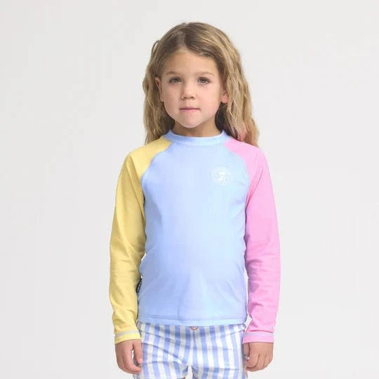 Crywolf Girls Swimwear 3Y Long Sleeve Rash Vest - Pop Colourblock