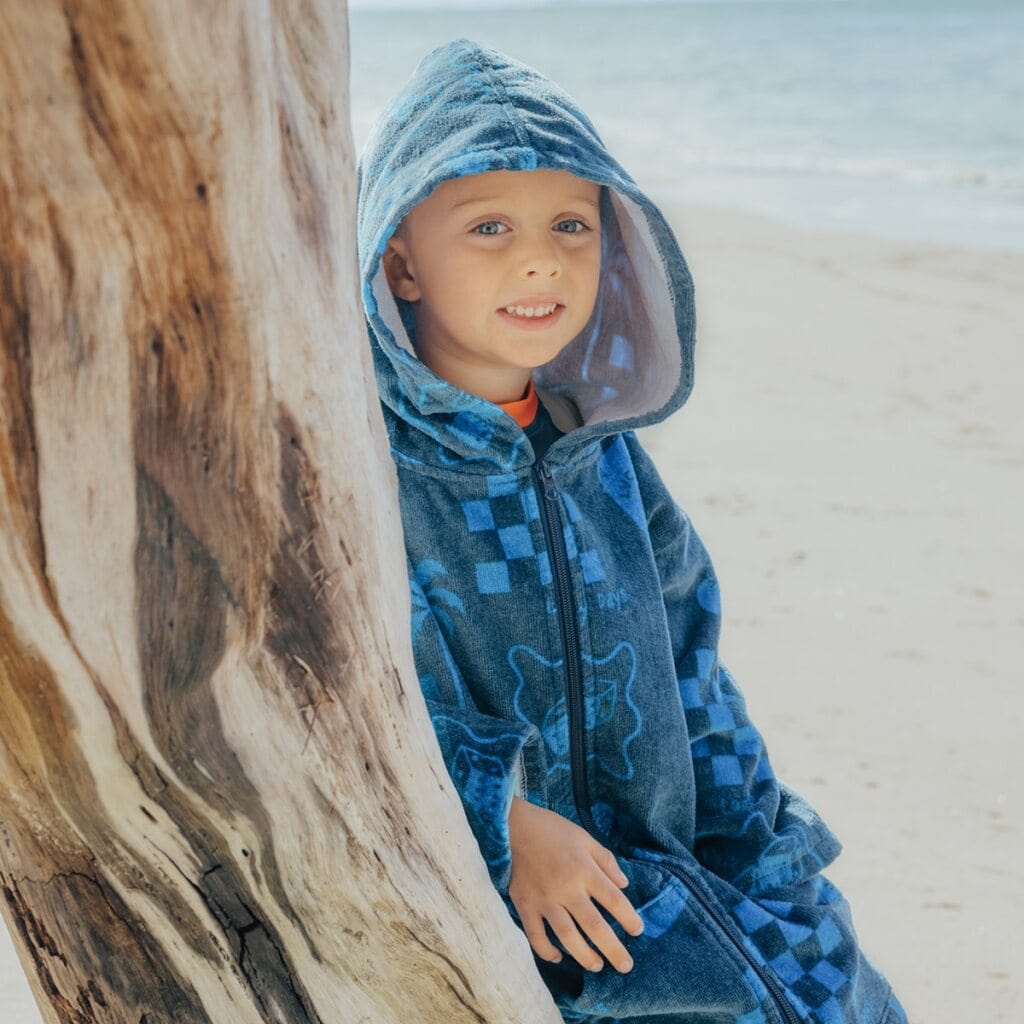 Crywolf Girls Swimwear Everywhere Zip-Up Towel Navy
