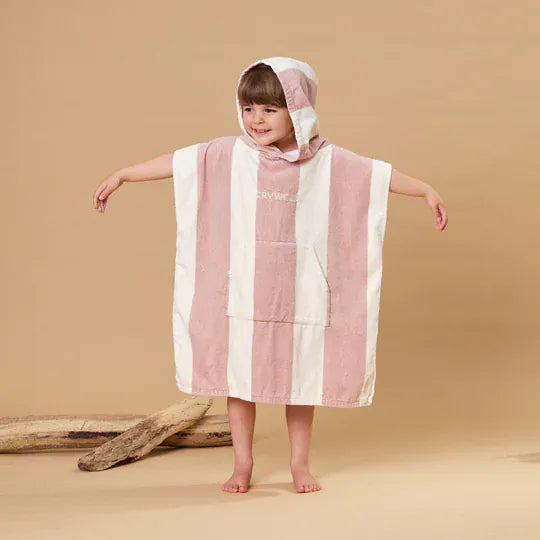 Crywolf Girls Swimwear Hooded Towel - Blush Stripe