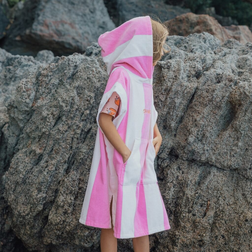 Crywolf Girls Swimwear Hooded Towel - Candy Stripe