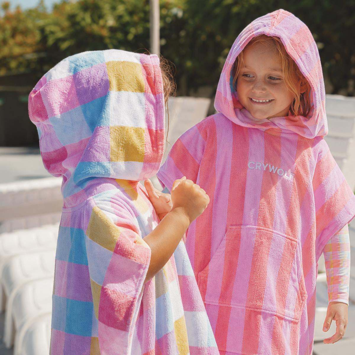 Crywolf Girls Swimwear Hooded Towel - Flamingo Stripe