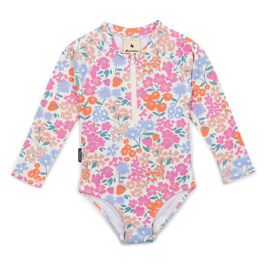 Crywolf Girls Swimwear Long Sleeve Swimsuit Berry Garden