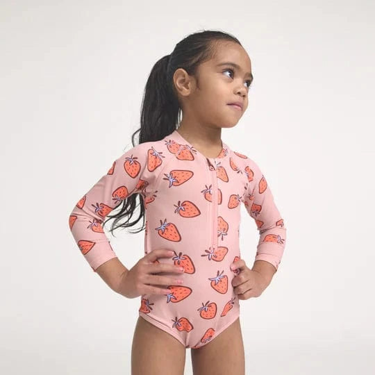 Crywolf Girls Swimwear Long Sleeve Swimsuit Strawberry Splash