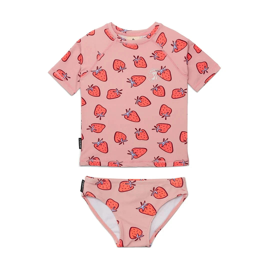 Crywolf Girls Swimwear SHORT SLEEVE RASH SET Strawberry Splash