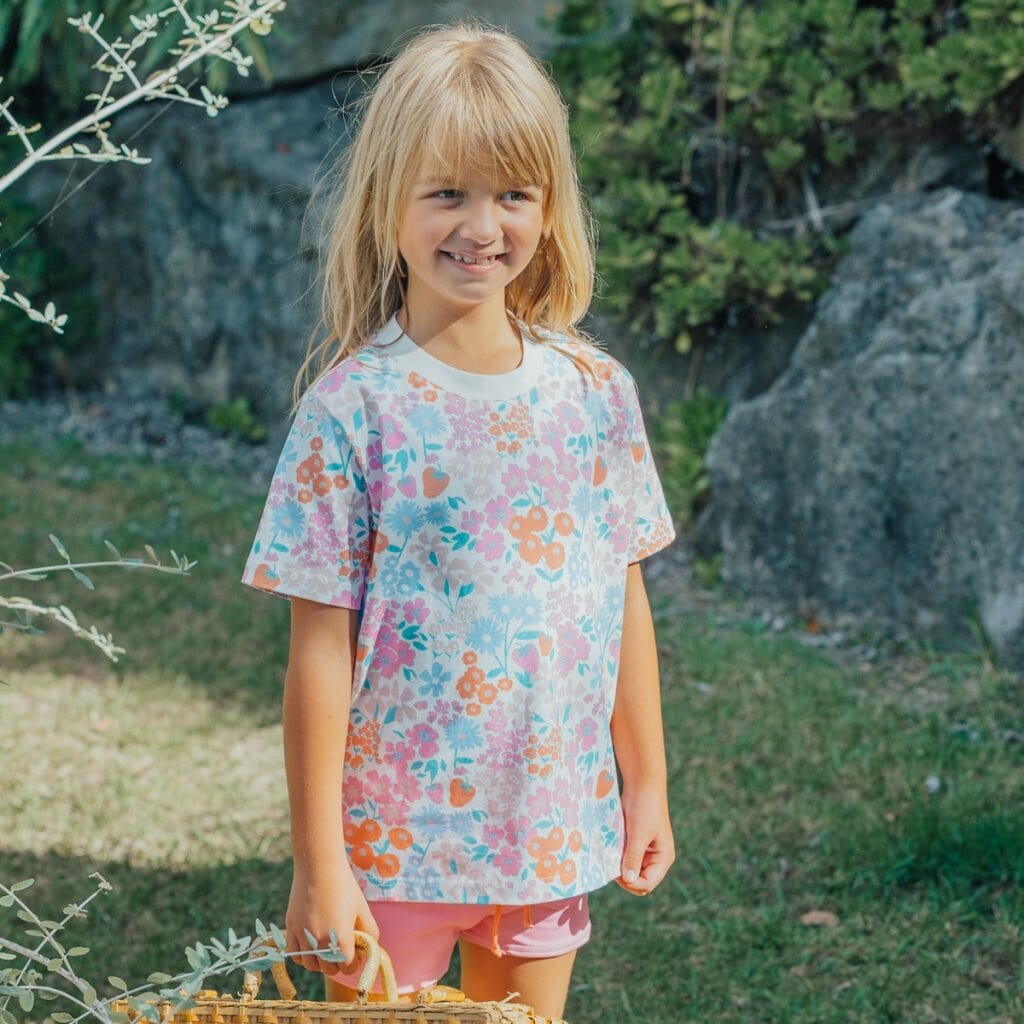 Crywolf Girls Swimwear Sunsmart Tshirt Berry Garden