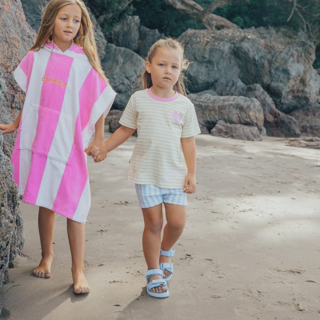 Crywolf Girls Swimwear Sunsmart Tshirt Lucky You Stripe
