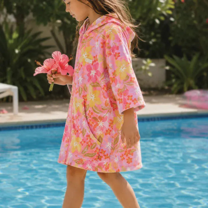 Crywolf Girls Swimwear ZIP-UP TOWEL Hibiscus Daze