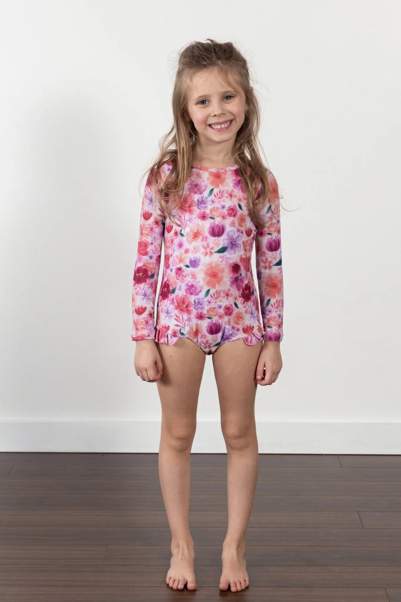 Current Tyed Girls Swimwear The Mila Ruffle Rashguard Suit