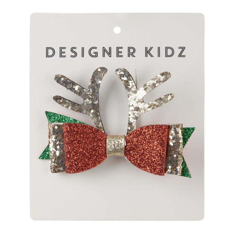 Designer Kidz Accessory Hair Reindeer Bow Hair Clips