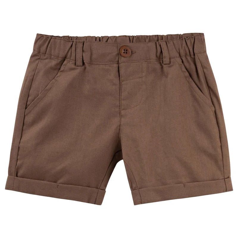 Designer Kidz Boys Bottoms Finley Linen Shorts - Chocolate