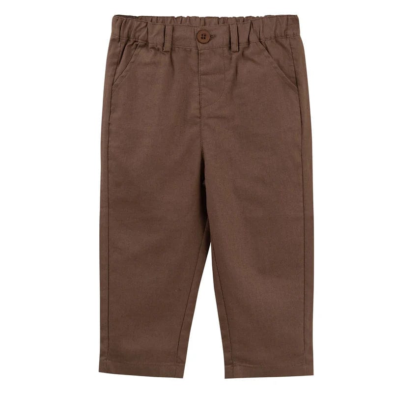 Designer Kidz Boys Pants Finley Linen Pants - Chocolate