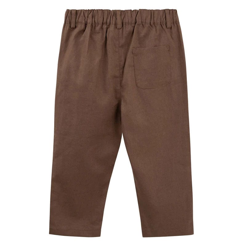 Designer Kidz Boys Pants Finley Linen Pants - Chocolate