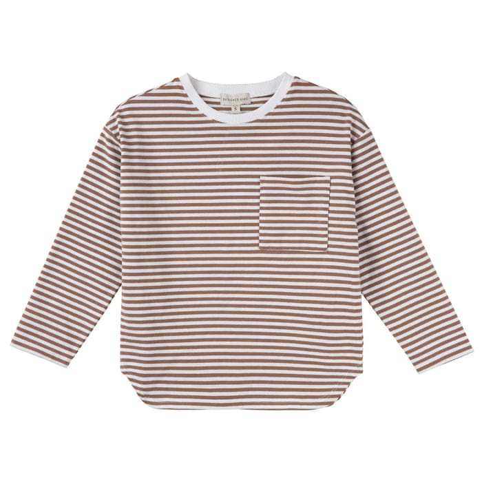 Designer Kidz Boys Tops Harvey L/S Stripe T Shirt - Mocha
