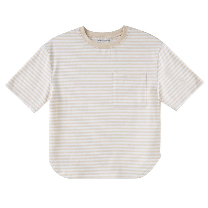 Designer Kidz Boys Tops Hugo S/S Stripe T-Shirt - Oat