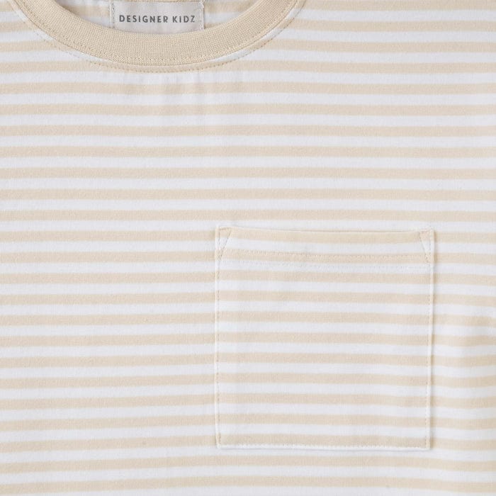 Designer Kidz Boys Tops Hugo S/S Stripe T-Shirt - Oat