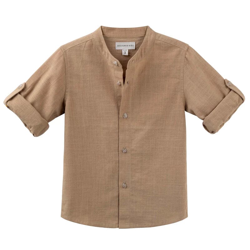 Designer Kidz Boys Tops Leo L/S Button Shirt - Caramel