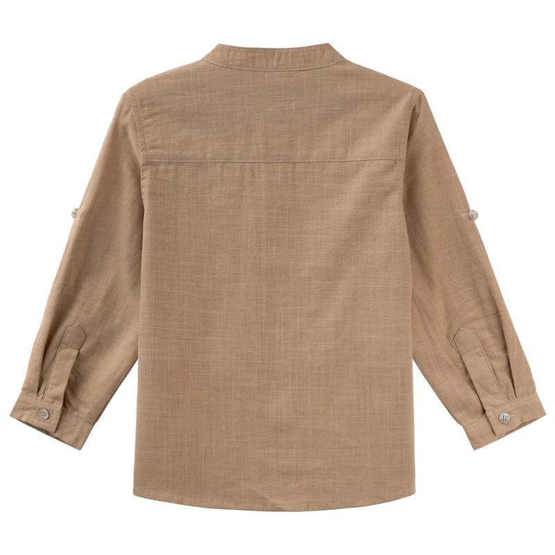 Designer Kidz Boys Tops Leo L/S Button Shirt - Caramel