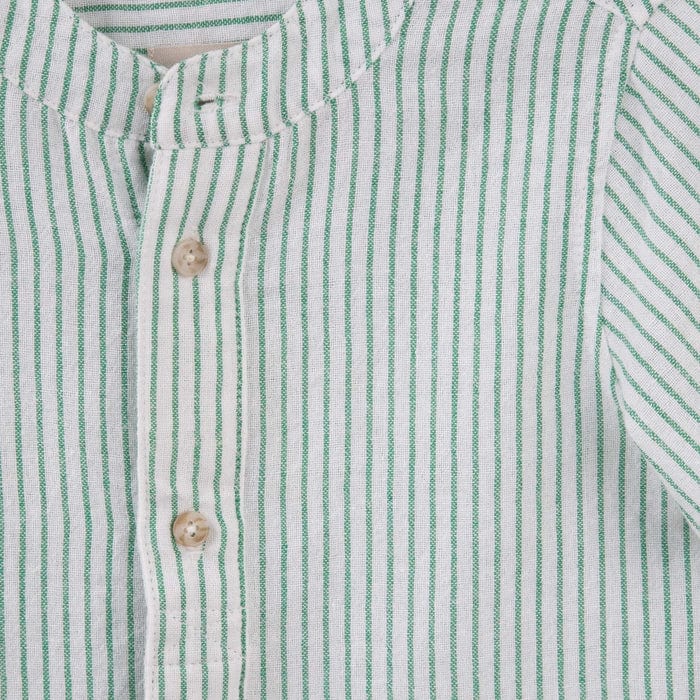 Designer Kidz Boys Tops Luca L/S Button Shirt - Green Stripe