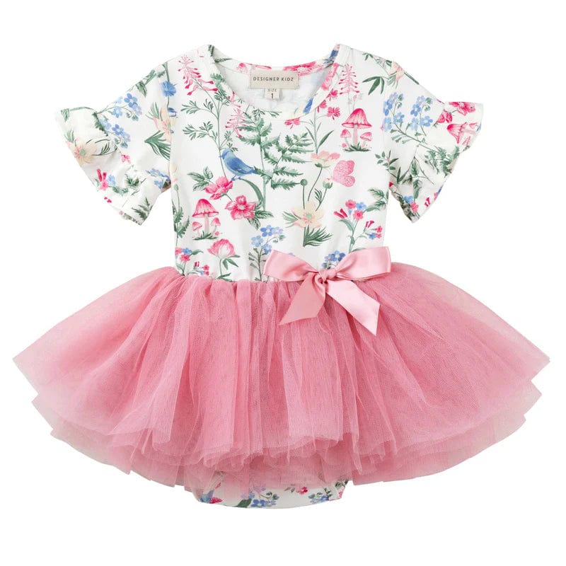 Designer Kidz Girls All In One Summer Meadow S/S Tutu Romper